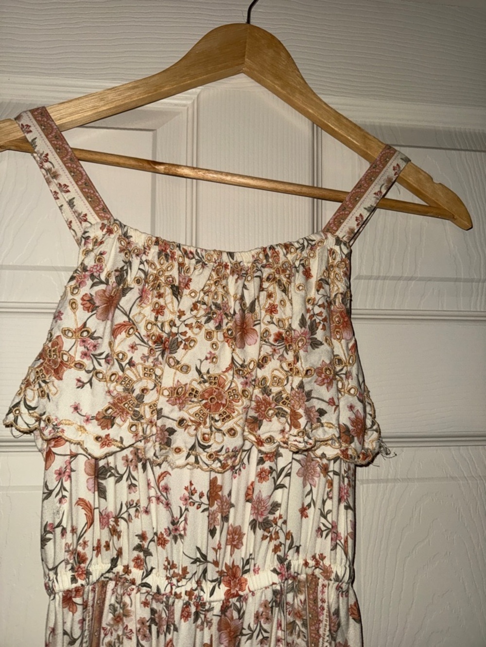 American Eagle Outfitters Cream Floral Wide-Leg Jumpsuit - Picture 2 of 8
